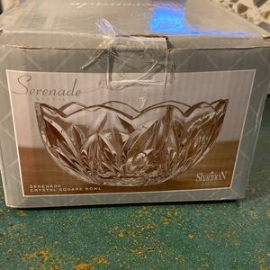 NIB Shannon Crystal Serenade Crystal Square Bowl